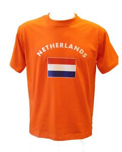 Oranje t-shirt met vlag/Netherlands
